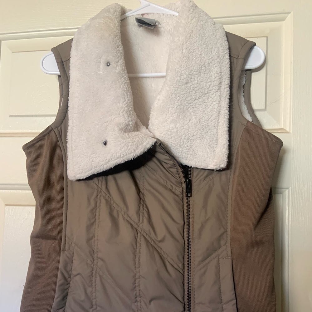 Tan Avalanche Vest. Warm and cozy. Fluffy and soft. Size M-
